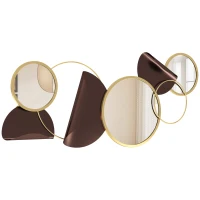 HOMCOM Oglindă Modernă Rotundă de Perete cu Decorațiune 101x41.5 cm, Auriu(m-10)