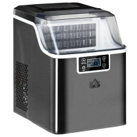 HOMCOM 3.2L Compact Ice Machine, with LCD Screen and Accessories - Black(m-1)