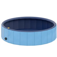 PawHut Piscina para Perros Grandes Plegable con Aspersor de PVC Antideslizante Resistente al Desgaste Ø120x30 cm Azul Claro(m-11)