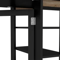 HOMCOM Mesa de Cozinha com Laterais Dobráveis Mesa de Refeição com 2 Rodas e Prateleiras Estilo Moderno 120x60x75 cm Preto(m-8)