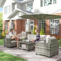 Outsunny Six-Piece Modular Rattan Sofa Set - Light Grey(m-9)