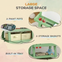 AIYAPLAY 3 in 1 Kids Easel Double-Sided Magnetic Whiteboard and Chalkboard with Paper Roll, Storage Baskets - Green(m-5)