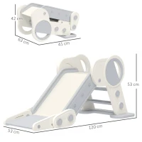 AIYAPLAY Foldable Kids Slide, Freestanding Baby Slide, for Ages 1.5-3 Years, Grey & Beige(m-3)