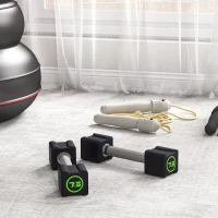 SPORTNOW Kurzhantel-Set, 2x7,5 kg, viereckig, geruchsfrei, rutschfest, Kunststoffmantel, schwarz(m-7)