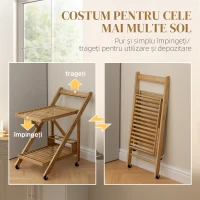 HOMCOM Cărucior Portavivande Pliabil de Bucătărie cu 2 Nivele și Suport pentru Sticle(m-5)