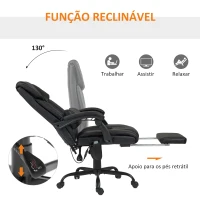 Vinsetto Cadeira de Escritório com Massagem de 6 Pontos Encosto Alto Reclinável Apoio para Pés e Controlo Remoto 66x75x112-122 cm Preto(m-5)