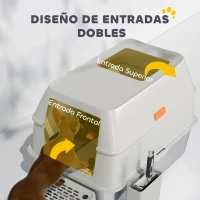 PawHut Arenero para Gatos Cubierto de Acero Inoxidable con Paso de Salida y Pala de Acero Inoxidable Gris Claro(m-6)