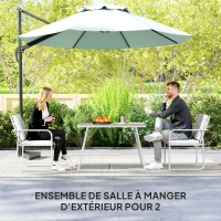 Outsunny Salon de jardin extérieur 2 personnes, table de jardin extérieure avec 2 chaises, 4 coussins cadre en acier gris(m-4)