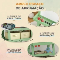 AIYAPLAY Cavalete de Pintura Infantil 3 em 1 Quadro Dupla Face com Rolo de Papel e Cestos de Arrumação Verde(m-5)