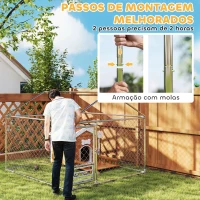 PawHut Canil Exterior com Toldo 2x2x1,54 m Gaiola para Cães em Aço Galvanizado com Suporte para Comida Giratório e Ajustável Prata(m-6)