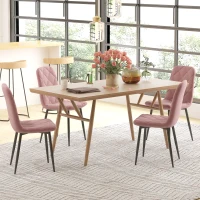 HOMCOM 4-delige Set Eetkamerstoelen in Fluwelen Look met Rugleuning, 45 x 54 x 87 cm, Roze(m-7)