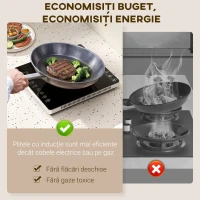 HOMCOM Placă Inducție 2000W Temperatură Reglabilă, Plastic și Sticlă, 31x27x4.2 cm, Negru(m-5)