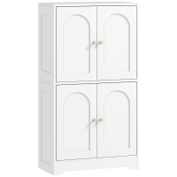 HOMCOM Buffet cuisine, meuble cuisine rangement avec 4 portes cintrées et 2 étagères réglables, 60 x 30 x 110 cm, blanc