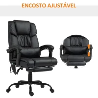 Vinsetto Cadeira de Escritório com Massagem de 6 Pontos Encosto Alto Reclinável Apoio para Pés e Controlo Remoto 66x75x112-122 cm Preto(m-7)