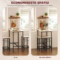 HOMCOM Set Mobilier Bar 3 Piese cu Masă de Bucătărie și 2 Scaune de Bar, Negru și Lemn(m-5)