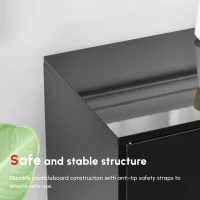 HOMCOM High Gloss Side Cabinet, Push-Open Design with 2 Drawers and 2 Cabinets for Living Room, 74H x 117W x 36Dcm, Black(m-5)