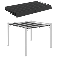 Outsunny Copertina retractabila pentru pergola, Copertina de rezerva din material textil pentru pergola de 3 x 3 (m), gri inchis