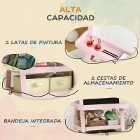 AIYAPLAY Pizarra Infantil Caballete 3 en 1 Caballete de Pintura para Niños de Doble Cara con Rollo de Papel y Cestas Rosa Palo(m-5)