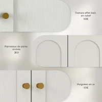 HOMCOM Armoire murale, meuble haut salle de bain moderne avec placard à double porte et poignées dorées, 60x20x60cm, blanc(m-5)