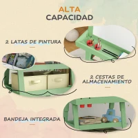 AIYAPLAY Pizarra Infantil Caballete 3 en 1 Caballete de Pintura para Niños de Doble Cara con Rollo de Papel y Cestas Verde(m-5)