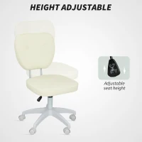 Vinsetto Vanity Office Chair, PU Leather Computer Chair for Home, with Adjustable Height, Armless, Swivel Wheels, Cream(m-4)