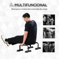 HOMCOM Barras Paralelas em Aço com Base Antiderrapante e Pegas Acolchoadas para Treino de Fitness 36x25x20 cm Preto(m-4)