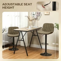 HOMCOM Set of Two Linen-Look Bar Stools - Brown(m-5)