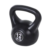 HOMCOM Pesa Rusa de 12 kg Kettlebell Relleno de Arena con Mango Ancho Antideslizante para Entrenamiento 27x21x31 cm Negro(m-1)
