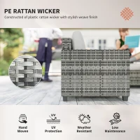 Outsunny Six-Piece Modular Rattan Sofa Set - Light Grey(m-5)