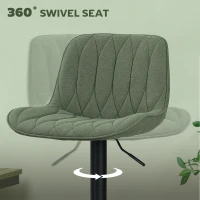 HOMCOM Breakfast Bar Stools Set of 2 Linen upholstery 60-80cm Adjustable Height - Green(m-6)