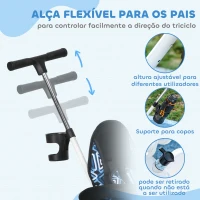 HOMCOM Triciclo para Bebés 2 em 1 Triciclo Evolutivo para Crianças com Toldo Dobrável e Guiador Telescópico 105x47x98 cm Branco(m-6)