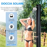 Outsunny Doccia Solare Riscaldata 55° per Esterno con Serbatoio da 35 Litri e Miscelatore, Nero(m-4)