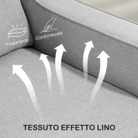 HOMCOM Divano 2 Posti Moderno e Salvaspazio in Tessuto Effetto Lino, 136x77x86 cm;, Grigio Chiaro(m-6)