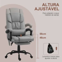 Vinsetto Cadeira de Escritório com Massagem de 6 Pontos Encosto Alto Reclinável Apoio para Pés e Controlo Remoto 66x75x112-122 cm Cinza(m-4)