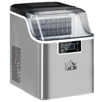 HOMCOM 3.2L Compact Ice Machine, with LCD Screen and Accessories - Silver-Tone(m-1)