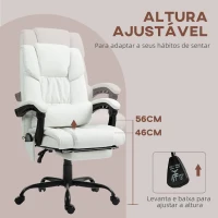 Vinsetto Cadeira de Escritório com Massagem de 6 Pontos Encosto Alto Reclinável Apoio para Pés e Controlo Remoto 66x75x112-122 cm Branco(m-7)
