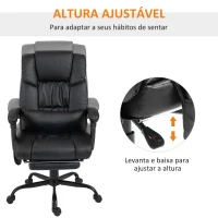 Vinsetto Cadeira de Escritório com Massagem de 6 Pontos Encosto Alto Reclinável Apoio para Pés e Controlo Remoto 66x75x112-122 cm Preto(m-4)