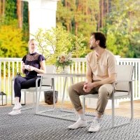 Outsunny Salon de jardin extérieur 2 personnes, table de jardin extérieure avec 2 chaises, 4 coussins cadre en acier gris(m-2)
