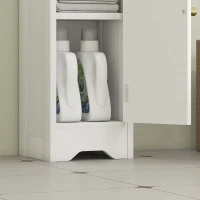 HOMCOM Armário de Casa de Banho Estreito Móvel Auxiliar de Casa de Banho 21x20x79 cm com Prateleira Ajustável Suporte para Papel Higiénico Branco(m-9)