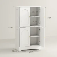 HOMCOM 4-Door Kitchen Storage Cabinet with Adjustable Shelves - White(m-3)