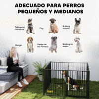 PawHut Parque para Perros de 8 Paneles 60x76 cm Corralito para Perros Pequeños y Medianos para Interior y Exterior Negro(m-9)