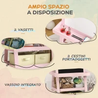 AIYAPLAY Lavagna per Bambini con Cavalletto 3 in 1, Rotolo di Carta e 2 Contenitori, in Legno, 59x48x118 cm, Rosa(m-5)