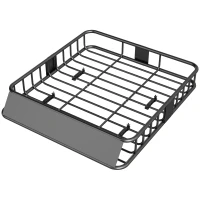 HOMCOM Auto Dakbagagedrager, Dakmand, 90,7 kg Draagvermogen, met Winddeflector, Stalen Buizen, Zwart(m-1)