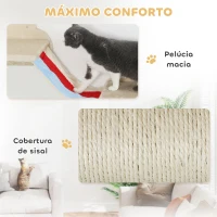 PawHut Conjunto de Prateleiras de Escalada para Gatos de 6 Peças com Rede Plataformas Escadas Tábua de Arranhar e Poste de Sisal Bege(m-7)