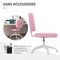 Vinsetto Chaise de bureau sans accoudoirs, fauteuil de bureau, hauteur réglable, pivotant 360°, 46 x 59 x 82-92 cm, rose(m-5)