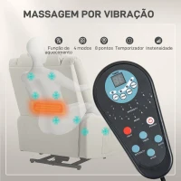 HOMCOM Poltrona Relax Levanta Pessoas com 8 Pontos de Massagem Reclinável com Função de Aquecimento 89x93x105 cm Cinzento Claro(m-6)