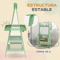 AIYAPLAY Pizarra Infantil Caballete 3 en 1 Caballete de Pintura para Niños de Doble Cara con Rollo de Papel y Cestas Verde(m-7)