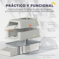 PawHut Arenero para Gatos Cubierto de Acero Inoxidable con Paso de Salida y Pala de Acero Inoxidable Gris Claro(m-5)