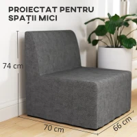HOMCOM Fotoliu-Pat Modern cu Pernă și Husă de Protecție Antipraf, 67x70x74 cm, Gri(m-5)