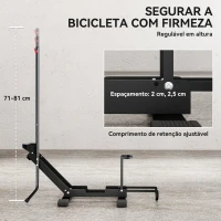 SPORTNOW Suporte de Chão para Bicicletas Vertical e Horizontal com Altura Ajustável para Rodas de 20"-29" e 700c 75x41x71-81 cm Preto(m-6)